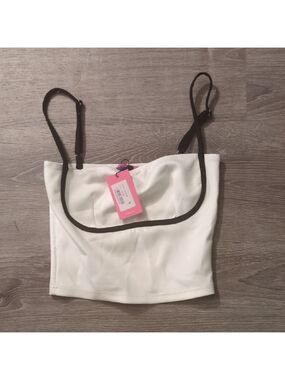 Edikted White Black Crop Top Size Small